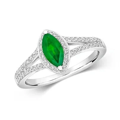 Pre-owned Emerald 0.25ct Diamant Klaster Marquise  Ring Grössen J-q