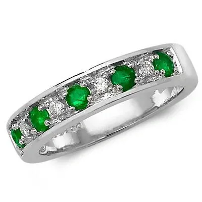 Pre-owned Emerald 0.35ct Diamant Halbe Ewigkeit  Ring Grössen J-q Weissgold Punziert