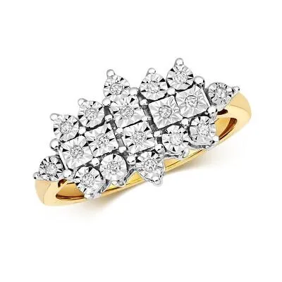 Pre-owned Eternity 0.10ct Diamant Illusion Set Ring Grössen J-q Gelb Gold