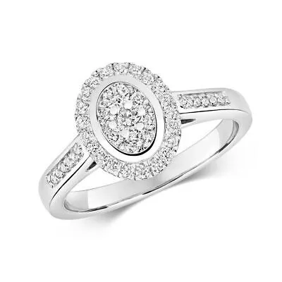 Pre-owned So 0.50ct Diamant Klaster Ovaler Ring Grössen J-q