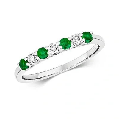 Pre-owned Emerald 0.25ct Diamant &  Klaue Ewigkeit Ring Grössen J-q Punziert 9ct Weiss Gold