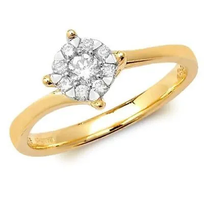 Pre-owned So 0.25ct Diamant Litär Ring Grössen J-q Gelbgold