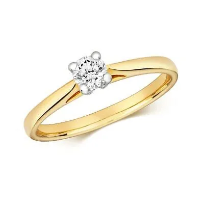 Pre-owned So 0.35ct Diamant 4 Klaue Litaire Ring Grössen J-q Gelbgold Vergoldet