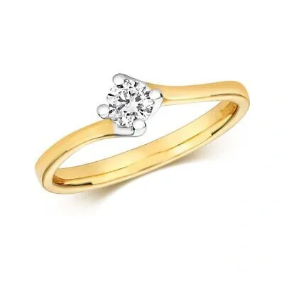 Pre-owned So 0.25ct Diamant Twist Litaire Ring Grössen J-q Gelb Gold