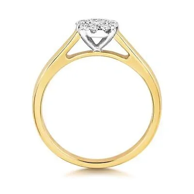 Pre-owned So 0.20ct Diamant Illusion Litaire Ring Grössen J-q Gelbgold