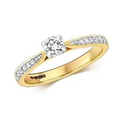 Pre-owned So 0.37ct Diamant Litaire Set Ring Grössen J-q Gelb Gold