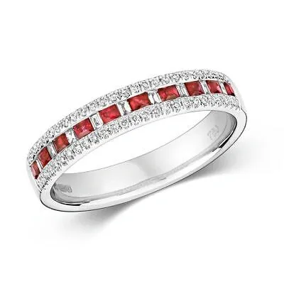 Pre-owned Eternity 0.30ct Diamant  Rubin Ring Grössen J-q