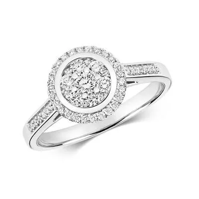 Pre-owned So 0.50ct Diamant Klaster Runder Ring Grössen J-q