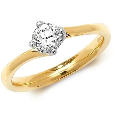 Pre-owned So 0.50ct Diamant Twist Litaire Ring Grössen J-q Gelbgold