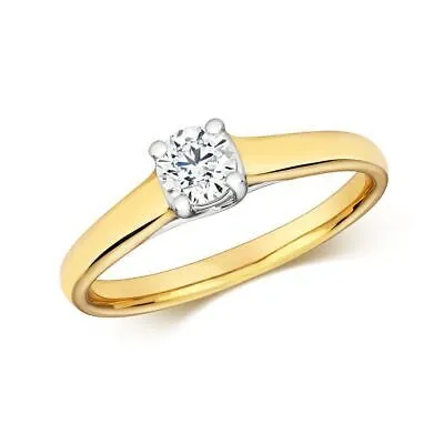 Pre-owned So 0.35ct Diamant Crosver Litaire Ring Grössen J-q Gelbgold