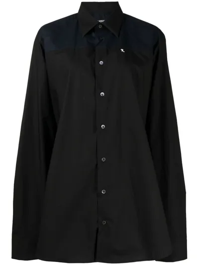 Raf Simons Embroidered Lettering Cotton Shirt In Black