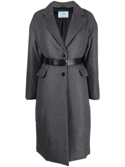 Prada Single-breasted Belted Cashmere Coat In <p>