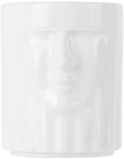 Ginori 1735 La Dama Small Black Stone Candle In Glazed White/ Charco