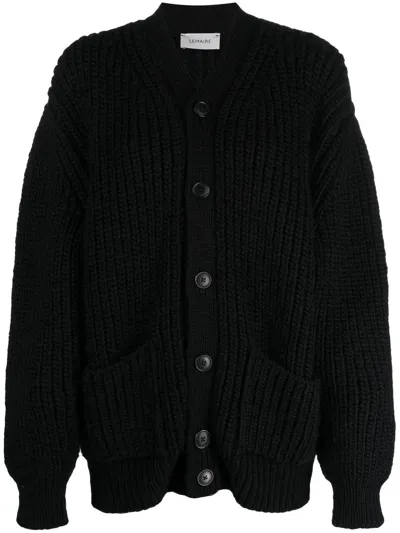 Lemaire Chunky-knit Oversized Cardigan In Black