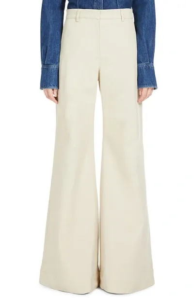 Sportmax Bernini Stretch Cotton Wide Leg Trousers In Ivory