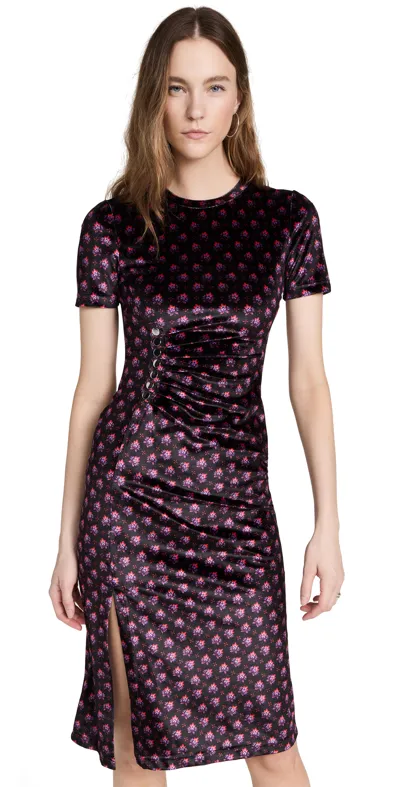 Derek Lam 10 Crosby Lucille Pleated Stud Midi-dress In Black Multi