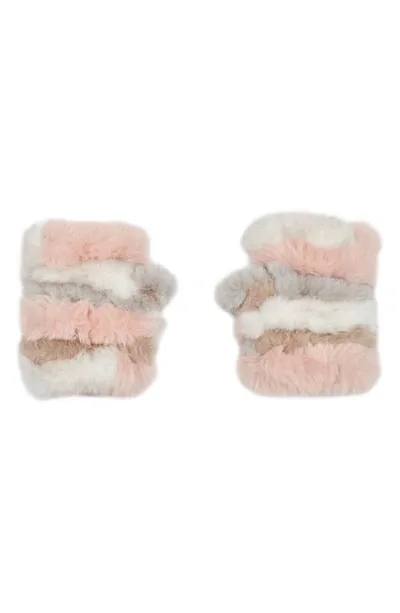 Jocelyn Faux Fur Fingerless Mittens In Multi