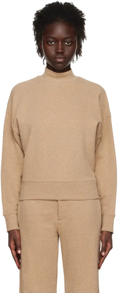 Vince Mock-neck Stretch Cotton-blend Jumper In H Pecan-242hpa