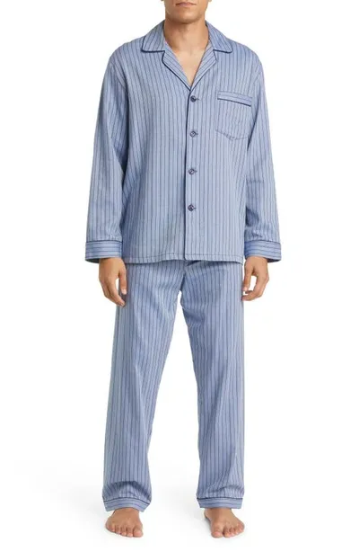 Majestic Herringbone Stripe Cotton Pajamas In Patterned White