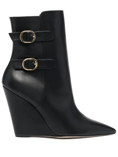 Stuart Weitzman Pointed-toe 100mm Wedge Boots In Black