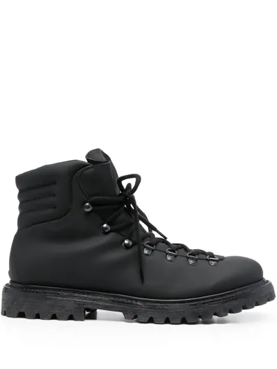 Premiata Padded-ankle Lace-up Boots In Schwarz