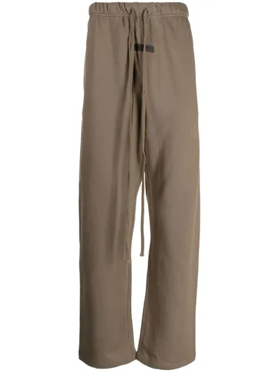 Essentials Logo-patch Drawstring Trousers In Brown