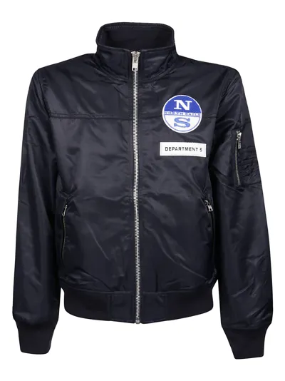 Department Five Department 5 X North Sails Reversible Bomber Jacket In Blue