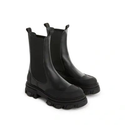 Ganni Bottines En Cuir In Black