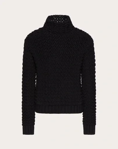 Valentino High-neck Wool Knit Jumper In Black