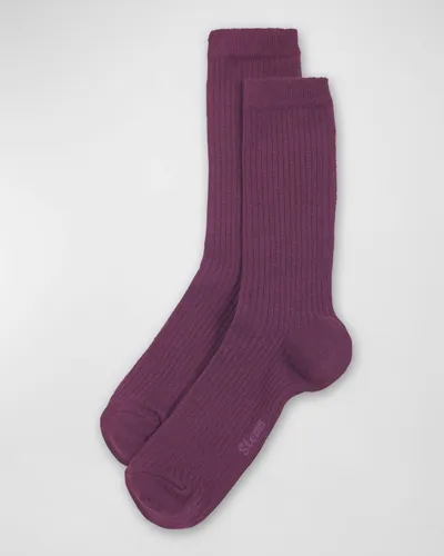 Stems Ribbed Cashmere-blend Crew Socks In Mauve