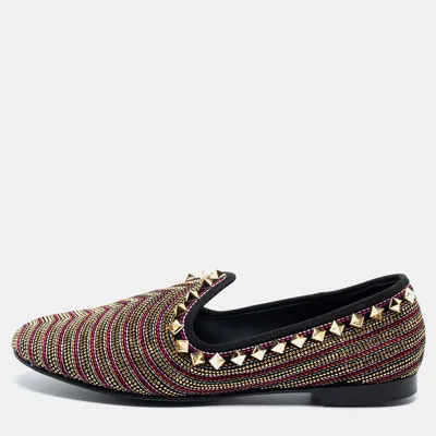 Pre-owned Giuseppe Zanotti Multicolor Embellished Suede Smoking Slippers Size 41