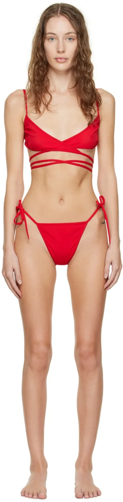 Balenciaga Triangle Tie Two-piece Bikini Set In Red