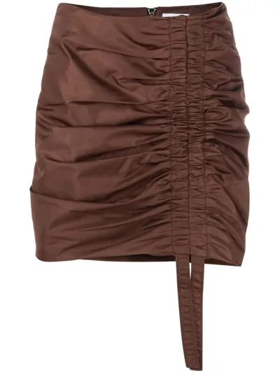 Ganni Nylon Mini Skirt In Brown In Chicory Coffee