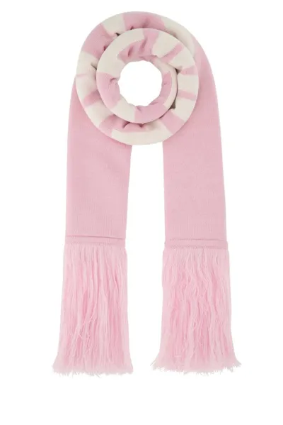 Vetements Logo Embroidery Fringe Scarf In Pink