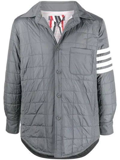 Thom Browne 4-bar Stripe Padded Shirt Jacket In Grey