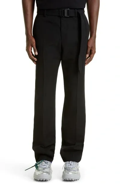 Off-white Buckle Dry Wool Slim Pant In Black