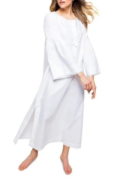 Petite Plume Seraphine Cotton Flannel Nightgown In White