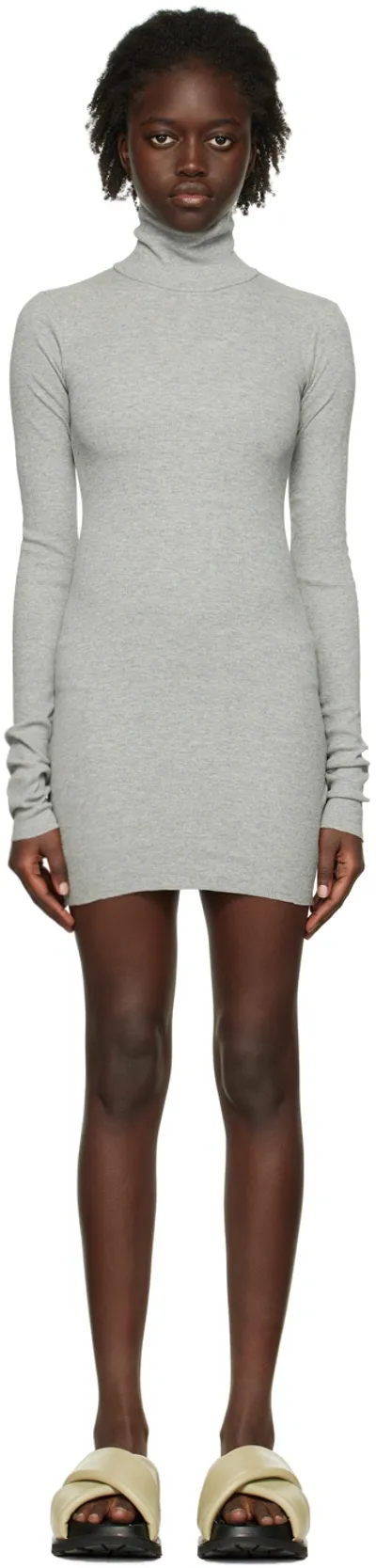 Éterne Gray Long Sleeve Minidress In Grey