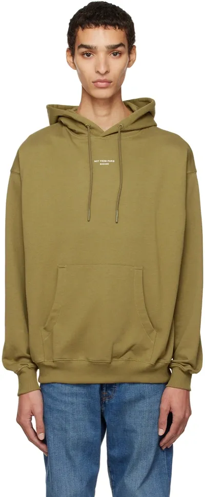 Drôle De Monsieur Slogan-print Drawstring Hoodie In Khaki