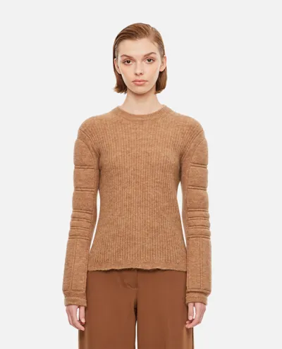 Max Mara Smirne Padded Mohair Blendsweater In Beige