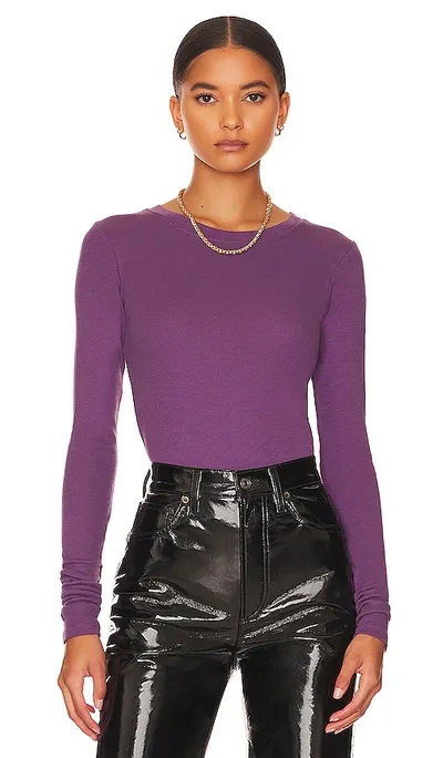 La Made Long Sleeve Crew Neck Top In Eggplant