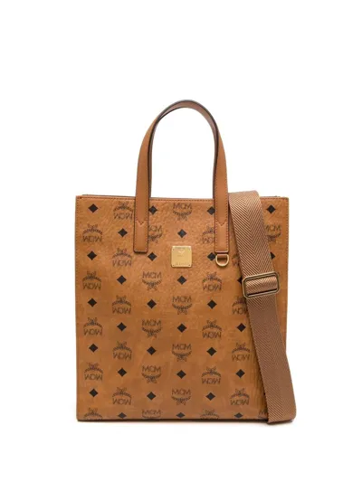 Mcm Small Aren Tote Bag In Brown