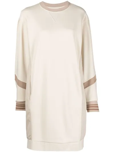 Eleventy Panelled Sweatshirt Dress In Neutrals