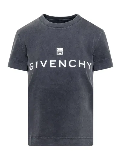 Givenchy Logo Printed Crewneck T-shirt In Nero/bianco