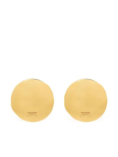 Jil Sander Enamel Plate Earrings In Gold