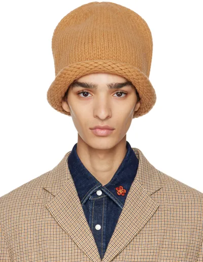 Kenzo Tan Wool Beanie In 11 - Beige