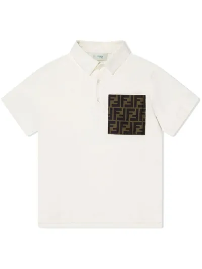 Fendi Kids' Ff-logo Pocket Polo Shirt In White