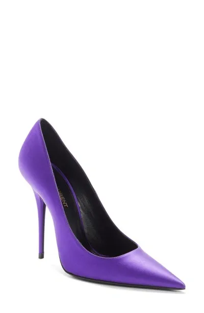 Saint Laurent Instinct Satin Leather Pumps In Purple