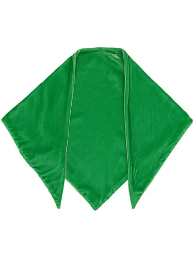 Emporio Armani Velvet Handkerchief Scarf In Green