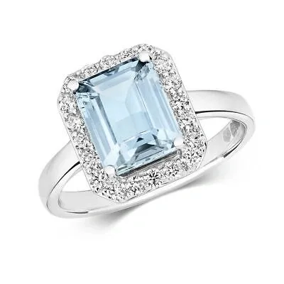 Pre-owned So 0.37ct Diamant & Aquamarin Ring Grössen J-q